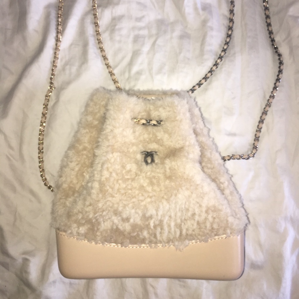 brand new tan CHANEL leather/wool mini back pack